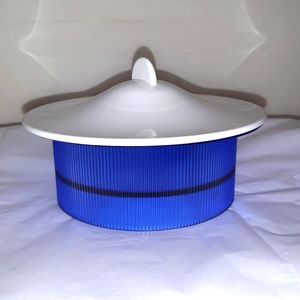 Covered Acrylic Blue Bowl Cobalt Blue and White Lid